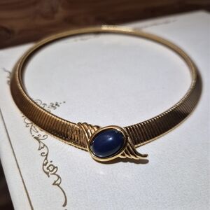 Monet Gold Necklace with Blue Accent